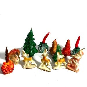 Vintage Lot 12 Holiday Candles Christmas Thanksgiving Gurley & Other MCM Decor